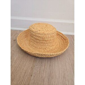 Helen Kaminski Raffia Straw Woven Madagascar Natural Wide Brim Sun Resort Hat OS
